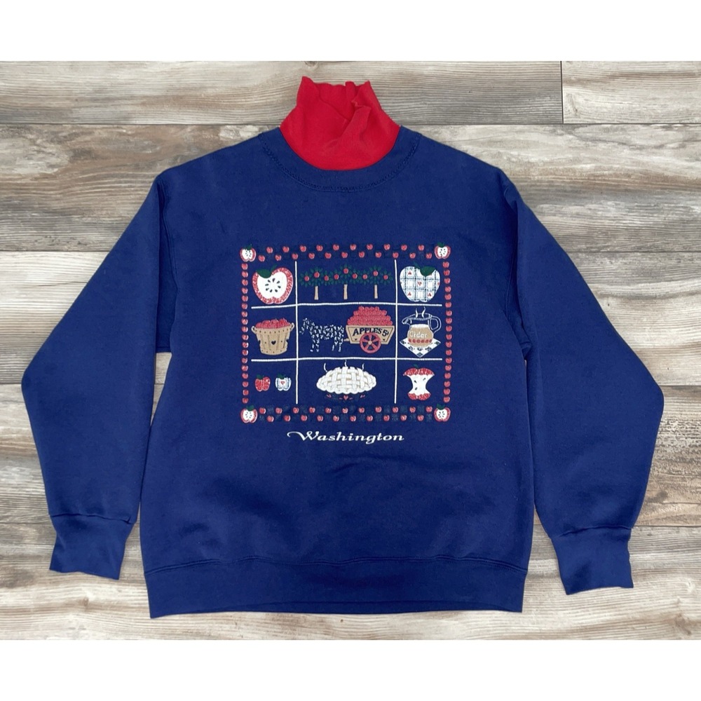 90s vintage country Farm Grandma Crew Neck Size Large Washington Apples